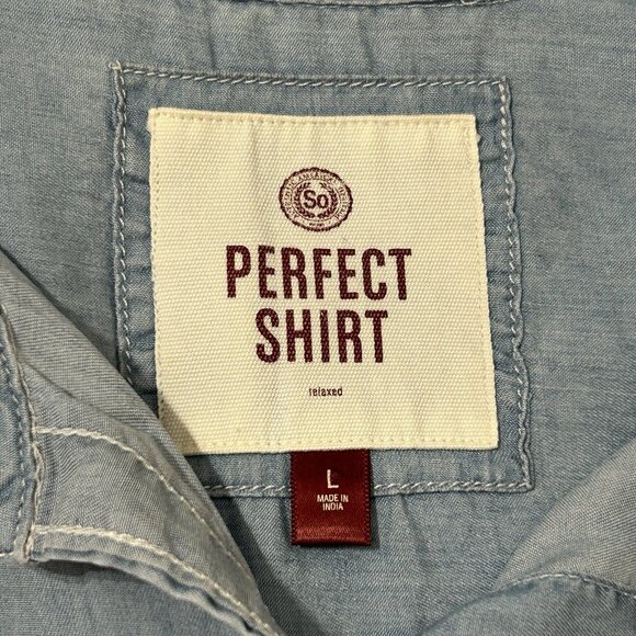 SO Favorite Shirt Chambray Blue Long Sleeve Tunic Large Lyocell Soft Lightweight - Picture 3 of 8